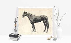Vintage Horse Western Wall Art Farm Home Decoration Antique Illustrated Horse Print Or Poster With A Vintage Scrip Western Wall Art Horse Wall Art Horse Wall
