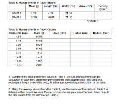 Here, the arrow above the ruler denotes the length of the ruler as it is the longest side of the ruler. Table 1 Measurements Of Paper Sheets Mass G Length Chegg Com