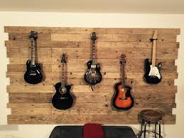 Hanging Guitars On Wooden Wall Guitar Wall Hanging Guitars Home Music Rooms