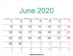 June is lesbian, gay, bisexual and transgender pride month, as designated by presidential proclamation since 1999. 2020 Calendar June With Large Numbers Whatisthedatetoday Com