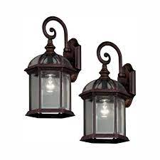#1 home improvement retailer store finder Hampton Bay Twin Pack 1 Light Weathered Bronze Outdoor Wall Lantern Sconce 7072 2rt The Home Depot