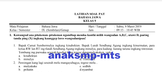 Hakikat norma, kebiasaan, adat istiadat dan peraturan yang berlaku dalam masyarakat. Soal Pat Bahasa Jawa Kelas 9 Anak Smp Mts