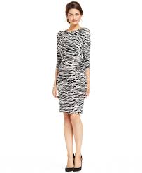 Anne Klein Petite Three Quarter Sleeve Brushstroke Print Dress Dresses Women Macy S Fun Modern Print Black Sheath Dress Chic Dress Print Dress