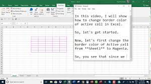 You can also select a line style from the window at. Change Border Color Of Active Cell In Excel Youtube