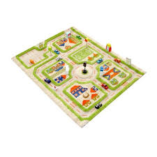 Town Traffic Green Area Rug Little Helper Rug Size Rectangle 100 X 150cm Rugs Green Area Rugs Childrens Play Mat