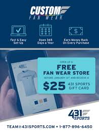Check spelling or type a new query. 431 Sports On Twitter Get A Free 25 Gift Card When You Open A Free Fan Wear Store By January 31st Take Advantage Of This Limited Time Offer Now Abca2021 Https T Co Cri5faevdx