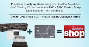 Credit card reward certificates earned on a costco anywhere visa by citi account can be used for purchases at costco warehouses only. Costo Starts Today Purchase Select Items With Your Costco Anywhere Visa Card By Citi And Receive A Costco Shop Card Milled