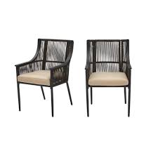 Bayhurst Black Wicker Tan In 2020 Wicker Dining Chairs Outdoor Dining Chairs Dining Chairs