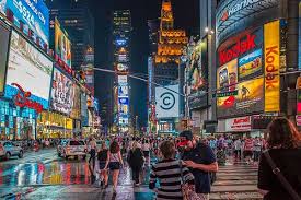Rainy Night In Times Square New York City Rainy Night Times Square New York City
