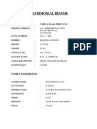 Matrimonial Resume In 2020 Biodata Format Biodata Format Download Bio Data
