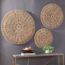 Woven wicker rattan chargers & placemats, round seagrass boho kitchen decor, minimalist rattan wall decor, for dining table & wall art, rattan wall decorative basket. Rattan Wall Decor Elisdecor Com