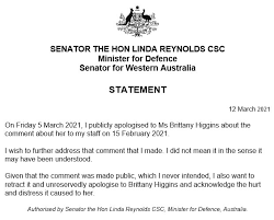 Linda reynolds has not denied a report that she referred to her former aide brittany higgins as a lying cow. Linda Reynolds Lindareynoldswa Twitter