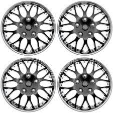 4pc Set Hub Caps Ice Black Chrome Trim 16 Inch For Oem Wheel Covers Cap Cover Ebay Wheel Cover Oem Wheels Hub Caps