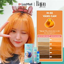 Thuốc nhuộm tóc màu vàng cam Molokai M-02, nhuộm tóc tại nhà chứa collagen  tảo biển siêu dưỡng