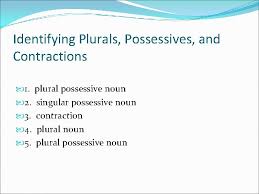 A possessive noun is a noun indicating ownership (or possession) by ending 's or just an apostrophe. Plurals Possessives And Contractions Possessive Nouns A Possessive