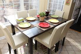 7pc Espresso Dining Room Kitchen Set Table 6 Ivory White Parson Chairs 7 Piece Dining Kitchen Sets Dining Room Table Set