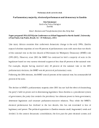 Pdf Parliamentary Majority And Electoral Perfomance In Zambia Neo Simutanyi Academia Edu