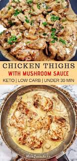 Keto Chicken Tighs With Mushrooms Sauce Recipe Chicken Thighs Mushrooms Keto Chicken Thighs Recipes