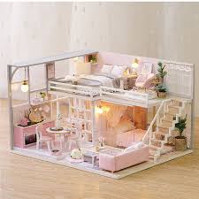 Lovely Girls Dream Diy Princess Miniature Duplex Dollhouse Toys With Led Lights Dollhouse Furniture Kits Diy Dollhouse Furniture Dollhouse Furniture