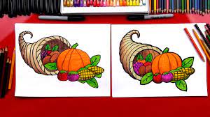 Add a series of lines inside the leaves for their veins. How To Draw A Cornucopia Art For Kids Hub