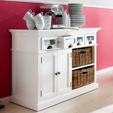 A buffet cabinet not only is a stylish piece, but it also gives a place to store essentials right in your dining room or kitchen. Copenhagen White Kitchen Buffet W Basket Set American Country