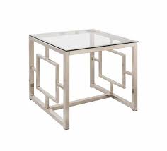 Tuscan glass top table by inviting home inc. Living Room Glass Top Occasional Tables Occasional Contemporary Nickel End Table 703737 End Tables 209 Furniture Ca