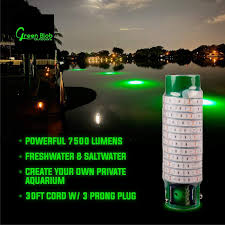 White Blob Underwater Dock Fishing Light 7500 Lumen W 110v Ac Adapter Green Blob Outdoors