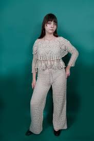 Maybe you would like to learn more about one of these? Gehakelte Hosen Und 2 Spitzen Knitted Hose Anzug Beige Etsy