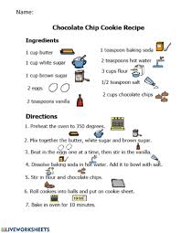 Jump to the chocolate chip cookie recipe or watch our quick video below to see how we make them. Chocolate Chip Cookies Worksheet