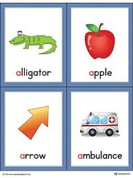 Here are words for the alphabet a to z :) included are: Letter A Words And Pictures Printable Cards Alligator Apple Arrow Ambulance Color