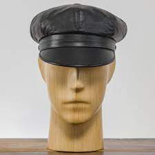 Harley Vintage Genuine Leather Motorcycle Cap Davidson Triumph Retro Brando Elvis Rock Roll Mens Newsboy Hat News Boy Hat Hats