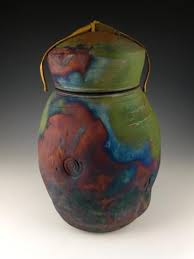 Handmade Mountain Forest Raku Style Companion Funeral Cremation Urn Companion Urns Raku Urn