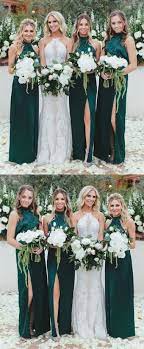 Elegant High Neck Dark Green Long Bridesmaid Dresses Formal Evening Dresses For Women Dr Dark Green Bridesmaid Dress Green Bridesmaid Dresses Green Bridesmaid