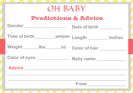 Not all baby shower invitations need to be decorative or frilly. Baby Shower Baby Prediction Cards
