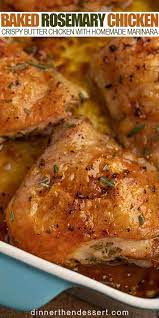 Baked Rosemary Chicken Is A Delicious Crispy Baked Chicken Recipe With Fresh Rosemary And Garli Rosemary Chicken Baked Chicken Recipes Rosemary Chicken Recipe