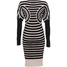 Original Black And Blue Dress Illusion Jean Paul Gaultier Mixed Wool Striped Optical Illusion Dress Optical Illusion Dress Illusion Dress Blue White Striped Dress