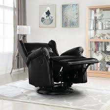 Mobilis Modern Faux Leather Recliner Chair With Swivel Capability Black Walmart Com Accent Chairs For Living Room Living Room Accents Leather Armchair