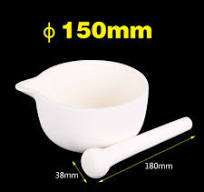 C618, Alumina Mortar and Pestle Set, Diameter: 150mm, 99% Pure Alumina  (1pc/ea) | C618