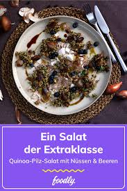 Fruchtiger Quinoa Pilz Salat Foodly Rezept Quinoa Pilze Rezepte Lebensmittel Essen