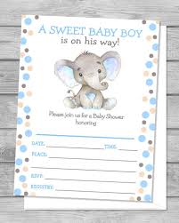 Upon receiving this news, the usual response would be to organize a baby shower party to celebrate the child's arrival. Amazon Com Elephant Baby Shower Invitations For Boy Baby Elephant Fill In The Blanks Invites Set Of 20 Polka Dots Watercolor Elephant Invitations With Envelopes 4 25 X 5 5 Handmade
