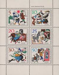 Es war einmal ein schuster, der hatte drei söhne und eine ziege; Marchen Tischlein Deck Dich Esel Hase Vogel Ziege Katze Gebr Grimm Ddr Blocks Stamp 8950 Stampworld Briefmarken Online Shop Gero Gonser