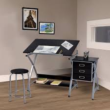 Amazon Com Tangkula Drafting Table Art Craft Drawing Desk Art Hobby Folding Adjustable W Stool Black Arts Home Office Furniture Art Table Computer Table