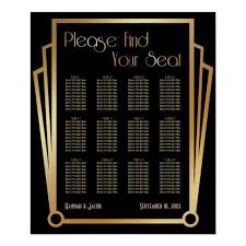 Black Gold Art Deco 12 Tables Seating Chart Zazzle Com In 2020 Gold Art Deco Gold Art Custom Posters