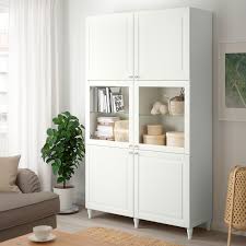 Besta Storage Combination W Glass Doors White Smeviken Ostvik White Clear Glass Ikea Vitrine Weiss Vitrine Ikea