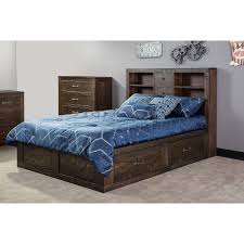 It is hand crafted with real solid pine wood and plywood. 2319 Rustic Queen Captain S Bookcase Storage Bed With Cord Management Sadler S Home Furnishings Captain S Beds