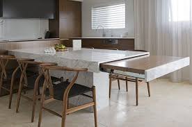 Unique Marble Table Top With An Extendable Leaf For Extra Work Space Clever And Sl Dining Table Marble Modern Kitchen Tables Kitchen Island And Table Combo