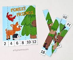 Math puzzle worksheets first grade. Forest Animals Skip Counting Puzzles For Kindergartners Artsy Momma