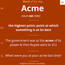 Acme Meaning In English Pronunciation And Use Interesting English Words Learn English Words English Words