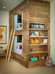 For The More Ambitious Pallet Wood Furniture Designer Is This Bunk Bed Made Entirely From Pallet Scrap Fantastic Diy Buy Pa Kid Beds Bunk Beds Built In Bunks