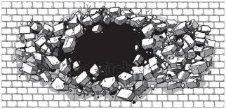Black And White Bricks Clip Art Hole Breaking Through Wide Brick Wall Vector Cartoon Clip Art Illustration Cartoon Clip Art Fancy Art Art